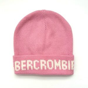 Abercrombie & Fitch Pink Cuffed Beanie Spell Out Logo Winter Hat Women’s Toque